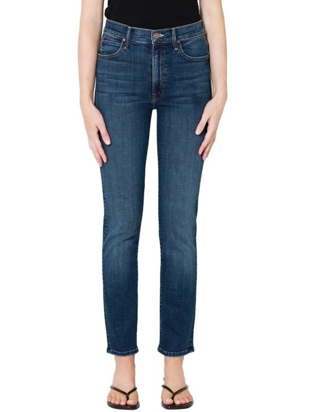 MOTHER The Swooner Rascal Ankle Jeans Hot Springs Wash High Rise Straight Leg 27